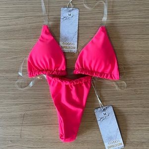 Oh Polly Clear Strap Thong Micro Bikini Set - Skinny Dipping Set Oh Polly